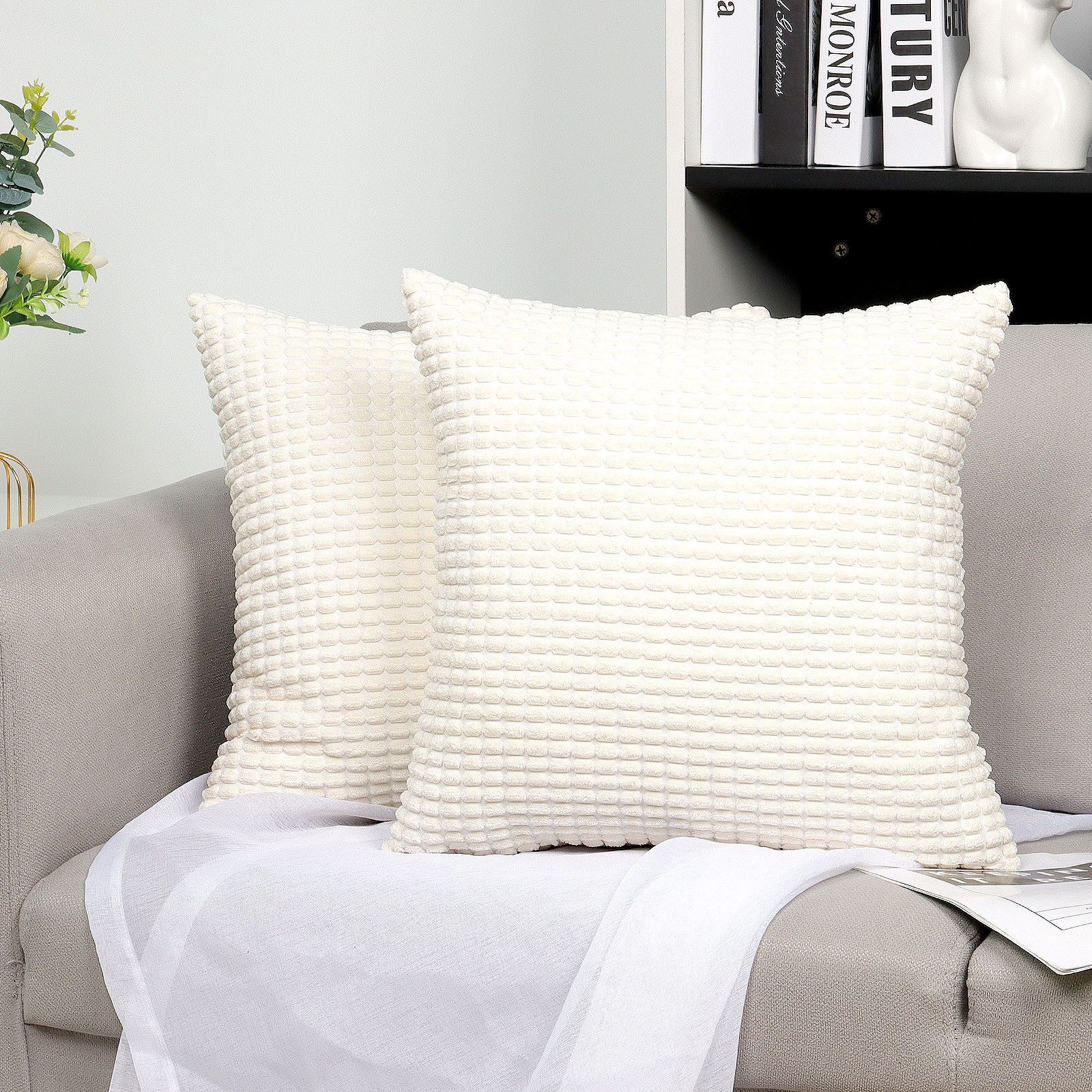 TAN.TOMI Kissenbezüge Kord Uni 2er Set Kissenbezug flauschig körnig Farbver günstig online kaufen