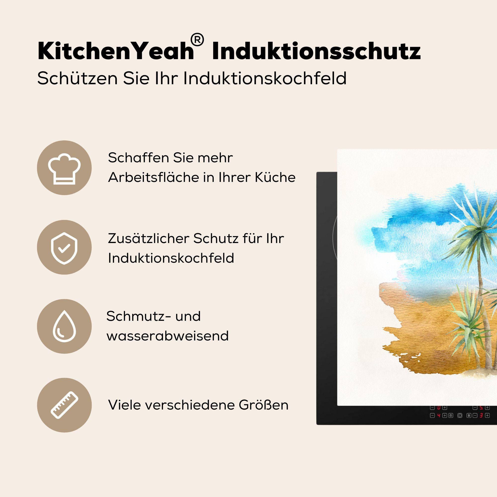 - Herdblende-/Abdeckplatte Schutz Vinyl, die Induktionskochfeld - küche, Vogel Strand, (1 81x52 cm, tlg), MuchoWow Stange Ceranfeldabdeckung für