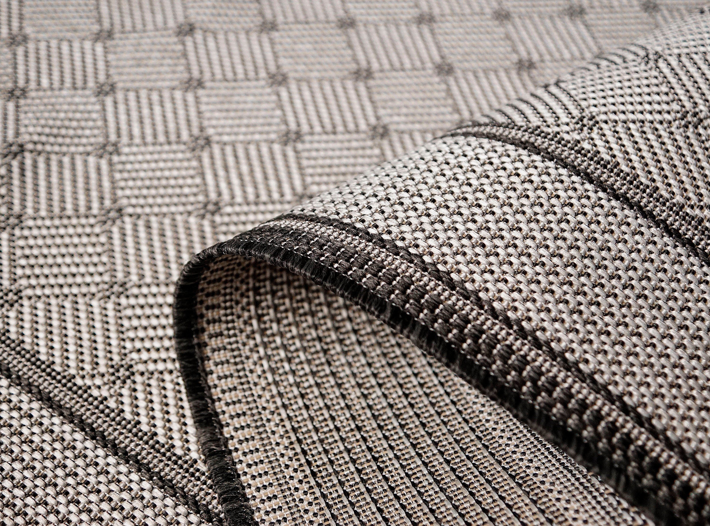 Teppich Faberg, andas, rechteckig, anthrazit Scandi mit Flachgewebe, pflegeleicht, Höhe: 5 mm, Bordüre, Sisal-Optik