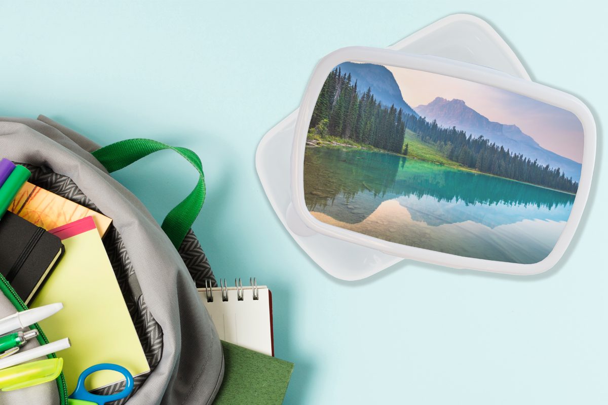 MuchoWow Lunchbox Ruhige Luft über Kunststoff, weiß Kanada, Brotdose, (2-tlg), für für See einem Erwachsene, Mädchen und Brotbox Jungs und Kinder in