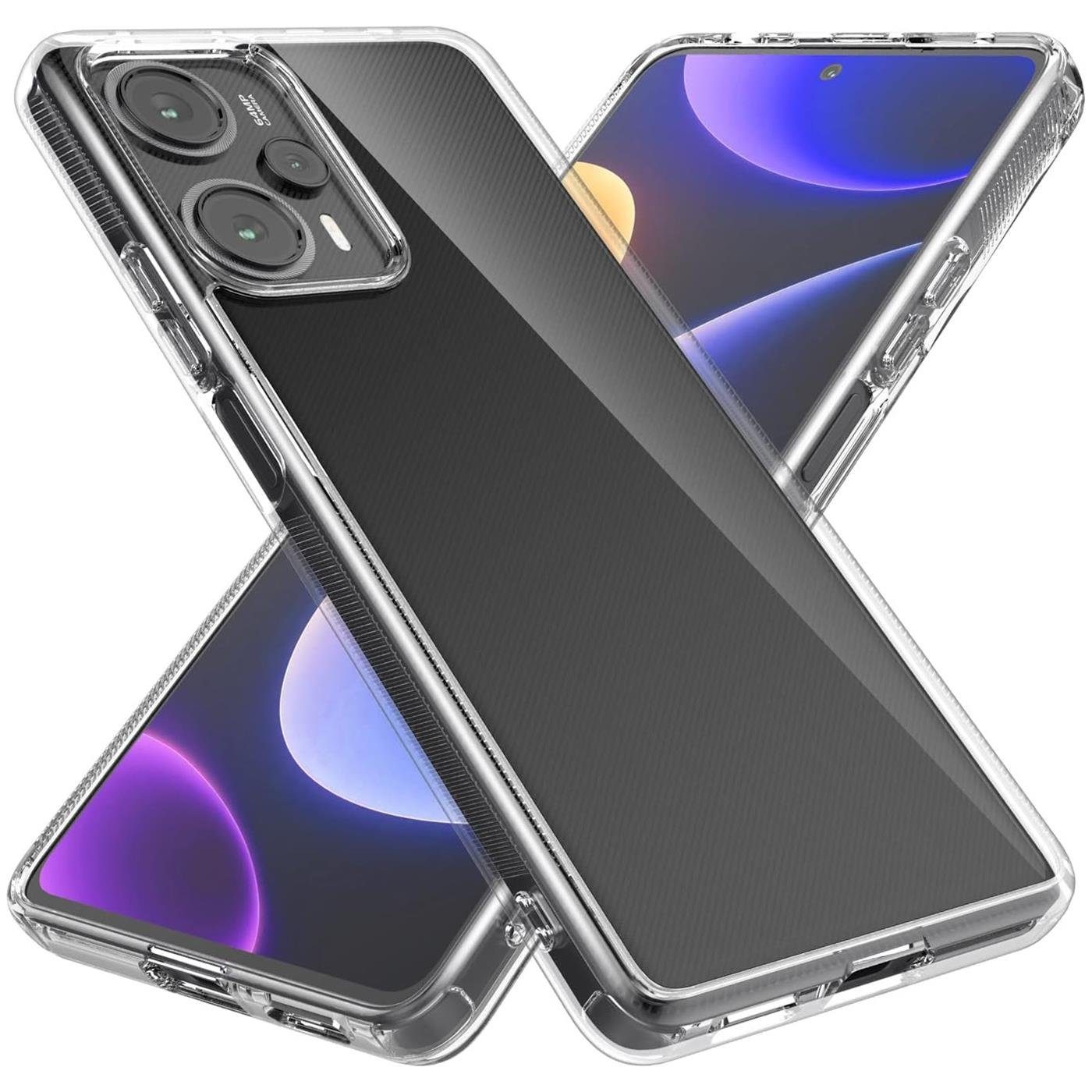CoolGadget Handyhülle Transparent als 2in1 Schutz Cover Set für das Xiaomi POCO F5 5G 6,67 Zoll, 2x 9H Glas Display Schutz Folie + 1x TPU Case Hülle für POCO F5 5G