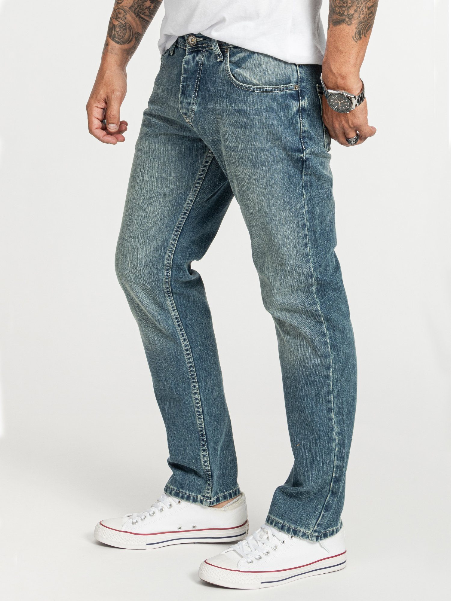 Rock Creek Regular-fit-Jeans Herren Jeans Stonewashed Hellblau RC-2403 günstig online kaufen