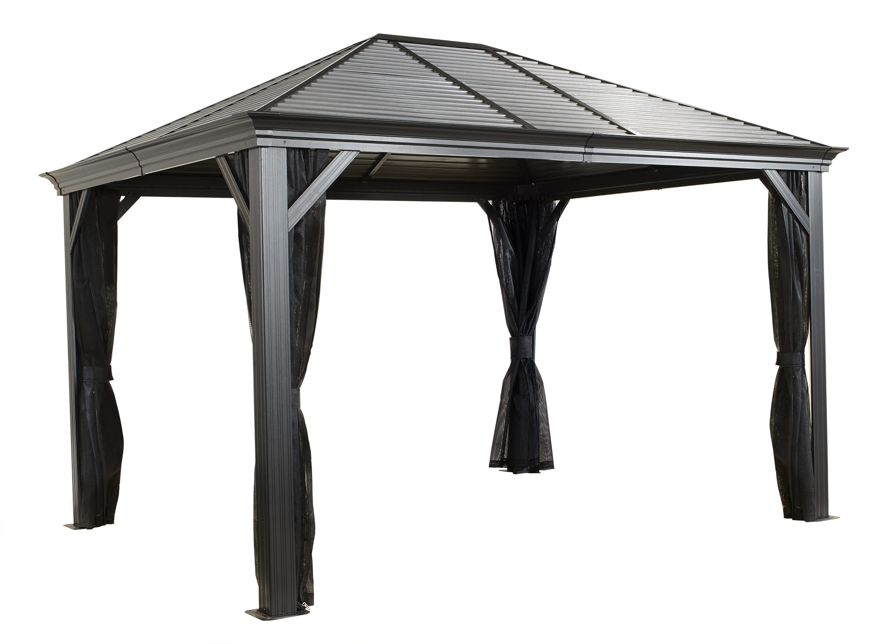 Sojag Pavillon Mykonos, mit Stahldach und Moskitonetzen, winterfest