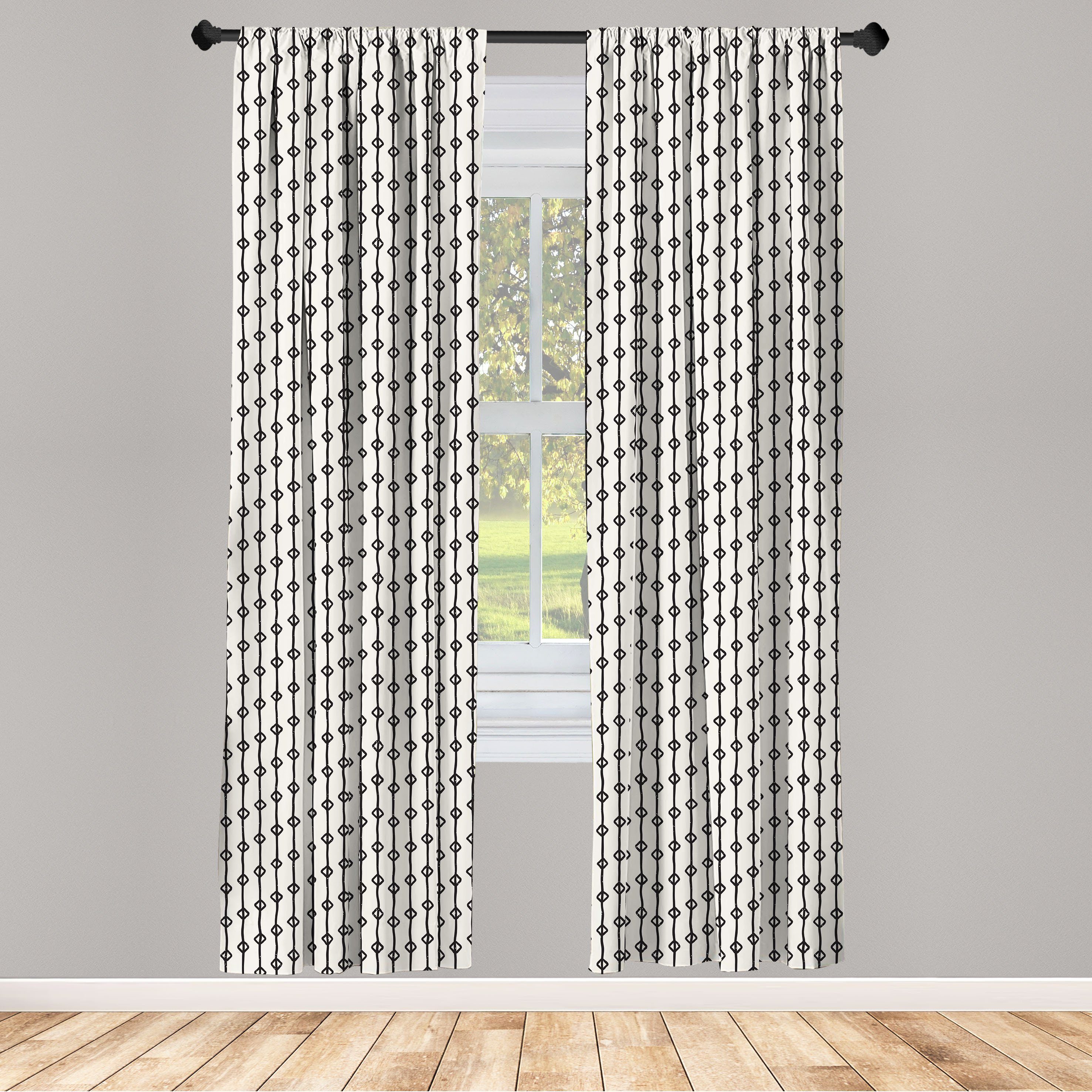 Gardine Vorhang für Wohnzimmer Schlafzimmer Dekor, Abakuhaus, Microfaser, Streifen Kunstformen auf Linien