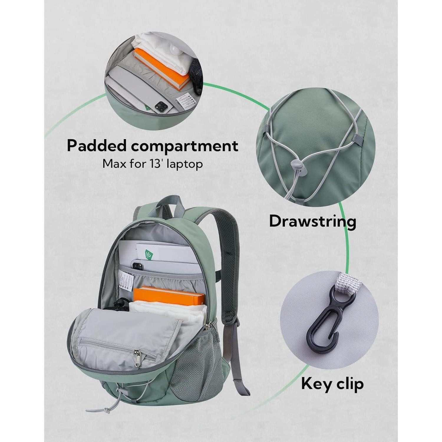 LuxusKollektion Tagesrucksack Rucksack 12L Wanderrucksack Daypack Brustschnalle Herren Erbsengrün