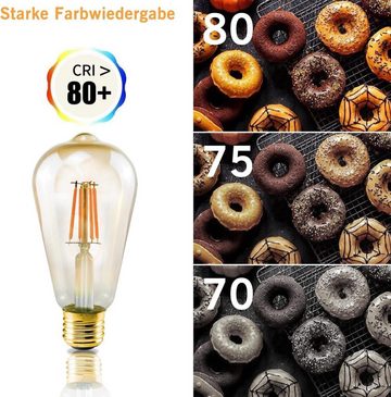 Nettlife LED-Leuchtmittel 6er LED Retro Glühlampe E27 Edison Glühbirne 4W Antike LED Filament, E27, 6 St., Warmweiß, für Nostalgie & Retro Beleuchtung im Haus Café Restaurant