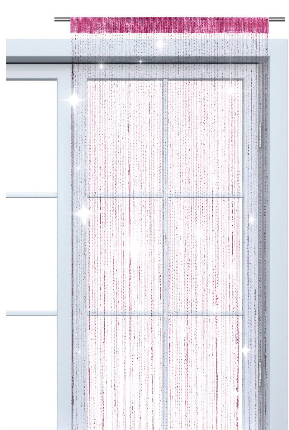 wometo Fadenvorhang Lurex (1 St), Stangendurchzug, halbtransparent, 100% Polyester, OEKO-TEX®, Fadengardine mit GLITZER-Effekt, kürzbar