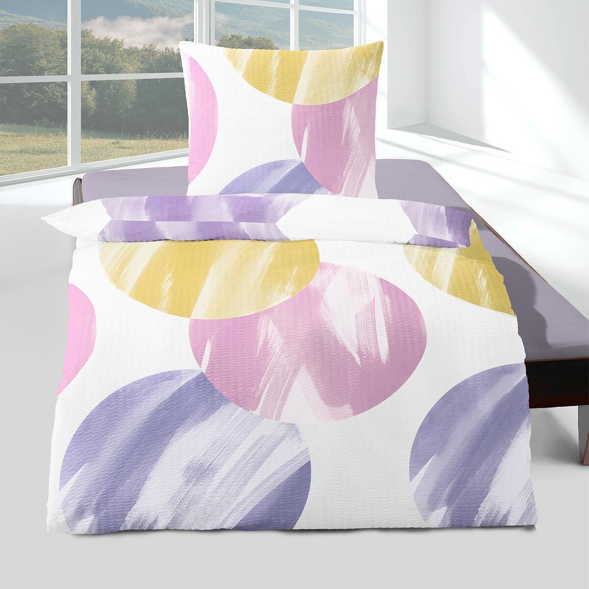 TRAUMSCHLAF Bettwäsche Kreise, Seersucker, 2 teilig, bügelfreie Seersucker günstig online kaufen