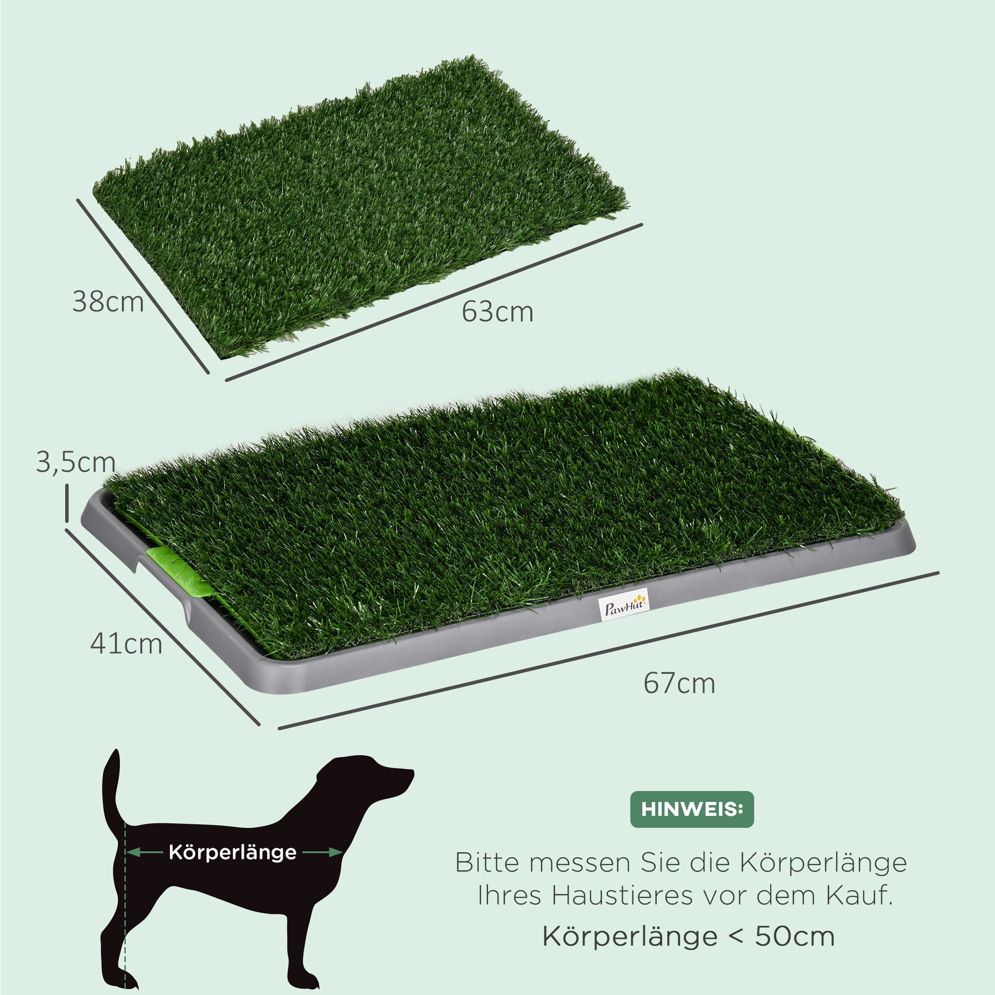 PawHut Hundetoilette Kunstgras mit Tablett für Töpfchentraining, drinnen und draußen, für Hunde, Grün