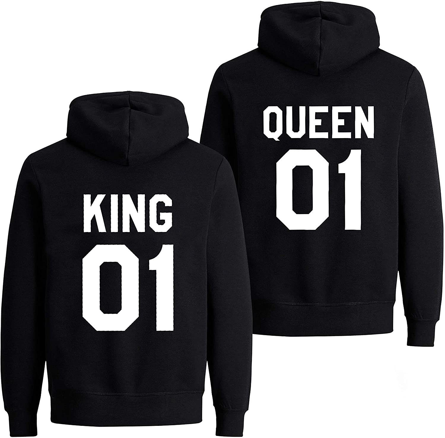 Couples Shop Kapuzenpullover KING & QUEEN Hoodie Pullover beidseitig bedruckt mit modischem Print