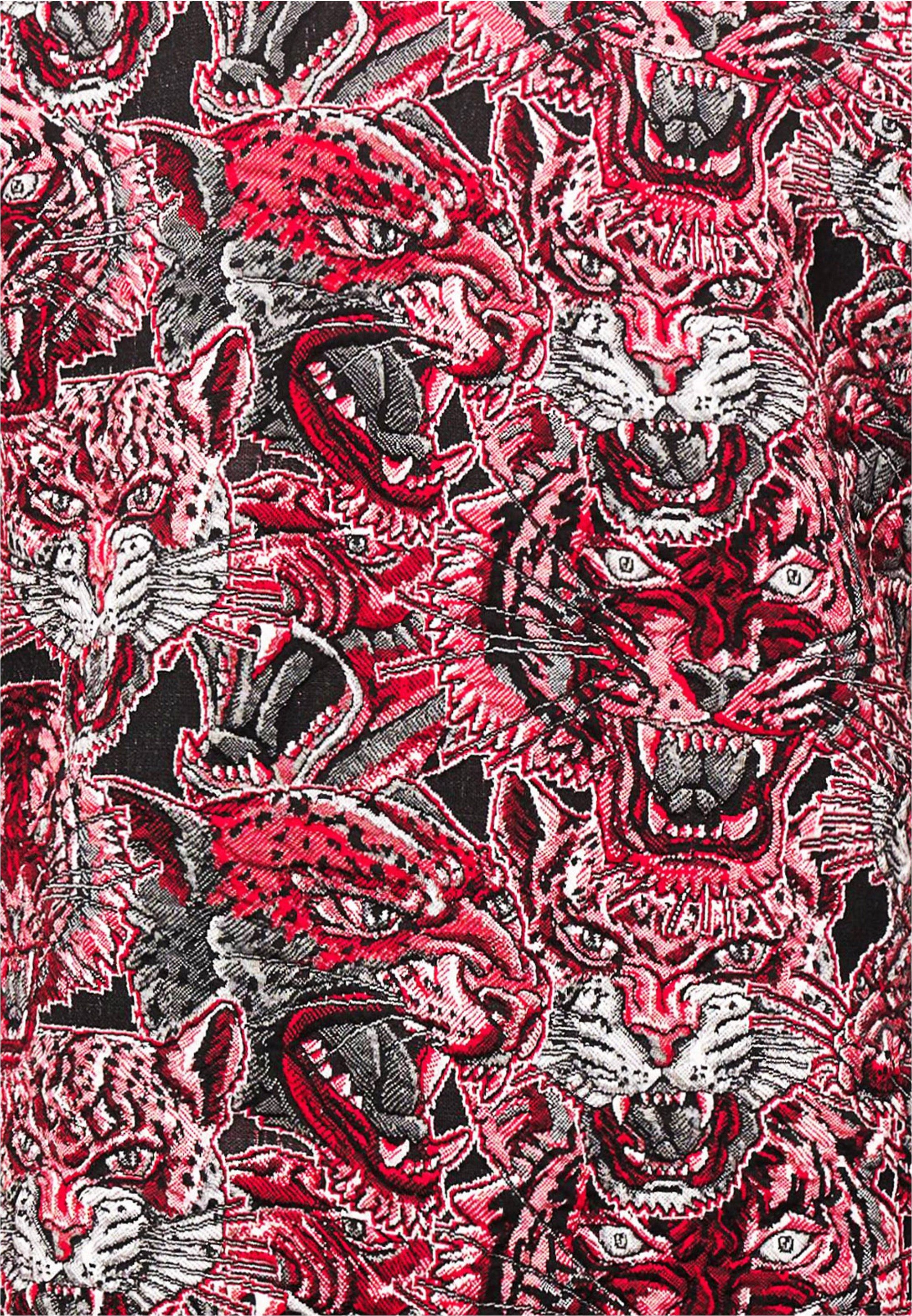 Rusty Neal Sweatshirt Red Tiger in Jacquard mit extravagantem Muster