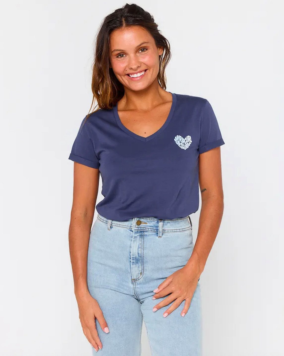 Rip Curl V-Shirt Heart V-Neck Tee T-Shirt