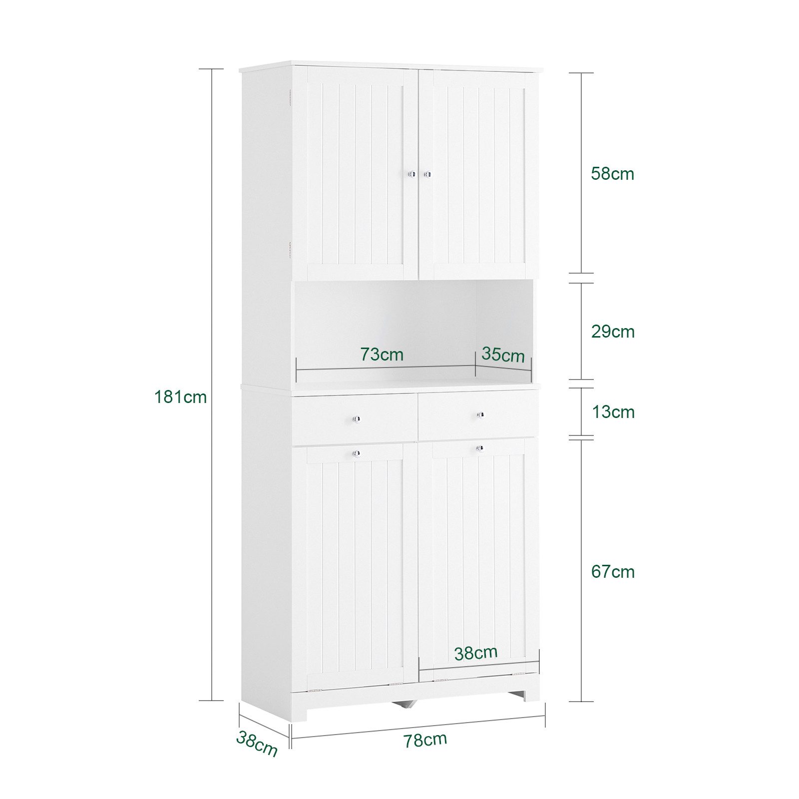 SoBuy Hochschrank BZR215, Badezimmerschrank Badschrank Aufbewahrungsschrank Badmöbel Wäscheschrank mit 2 Wäschekörben, verstellbaren Ablagen, Schublade – Bild 4 von 5