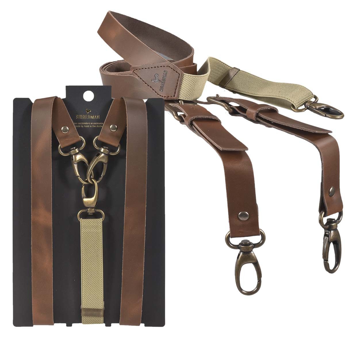 Sir Redman Hosenträger Leder mit Karabinerhaken günstig online kaufen