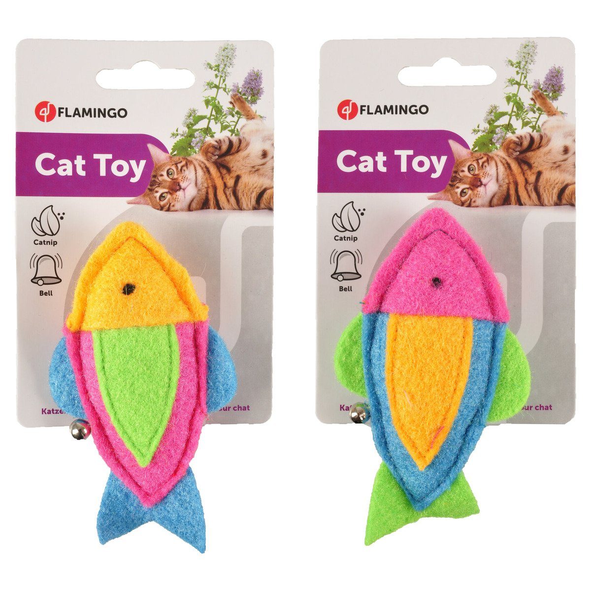 Thumbnail - Flamingo Tierkuscheltier Katzenspielzeug Viny Fische mit Glocke