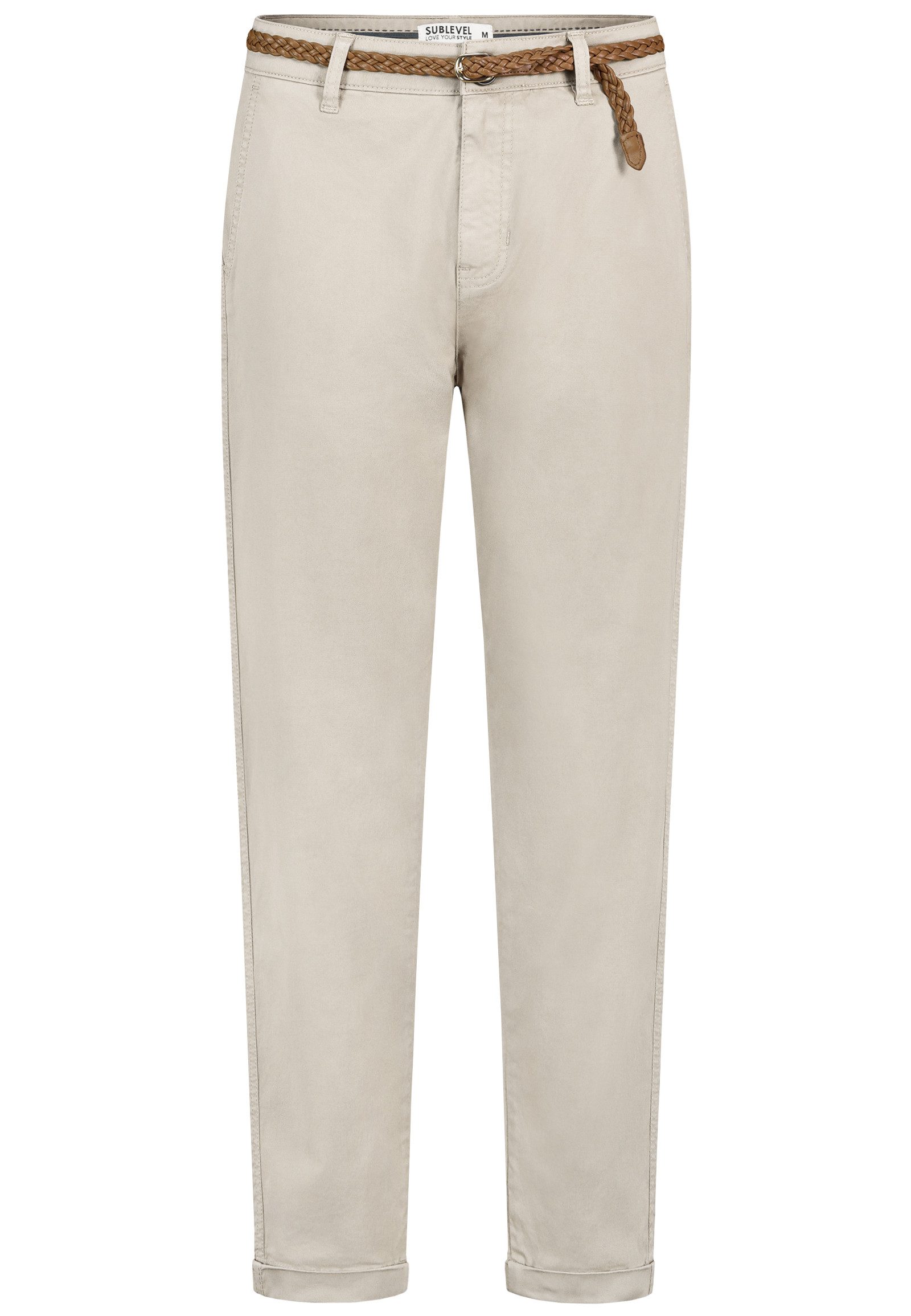 SUBLEVEL Chinos Damen Chino Hose Stoffhose inkl.Gürtel Businesshose Freizit günstig online kaufen