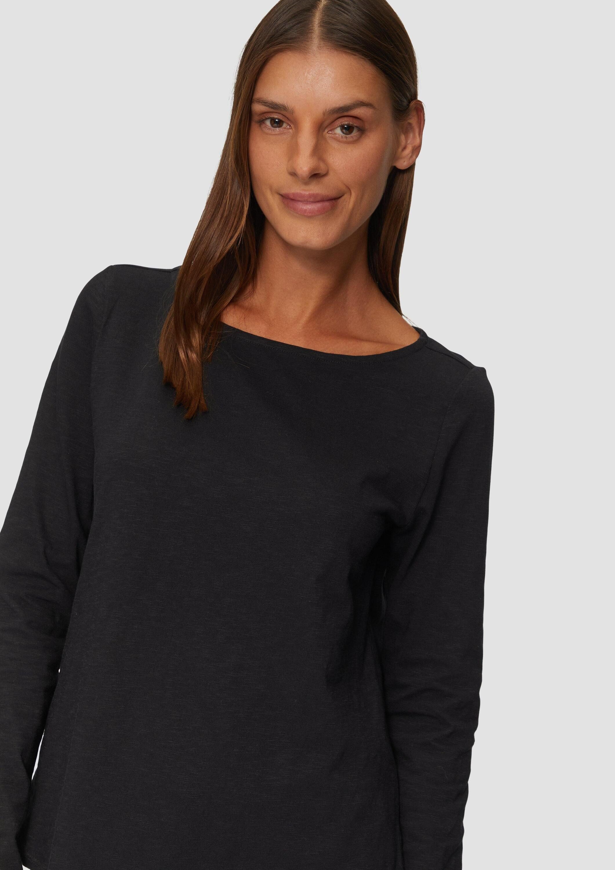 s.Oliver Langarmshirt T-Shirt Longsleeve mit Flammgarnstruktur und U-Boot-Ausschnitt – Bild 4 von 5