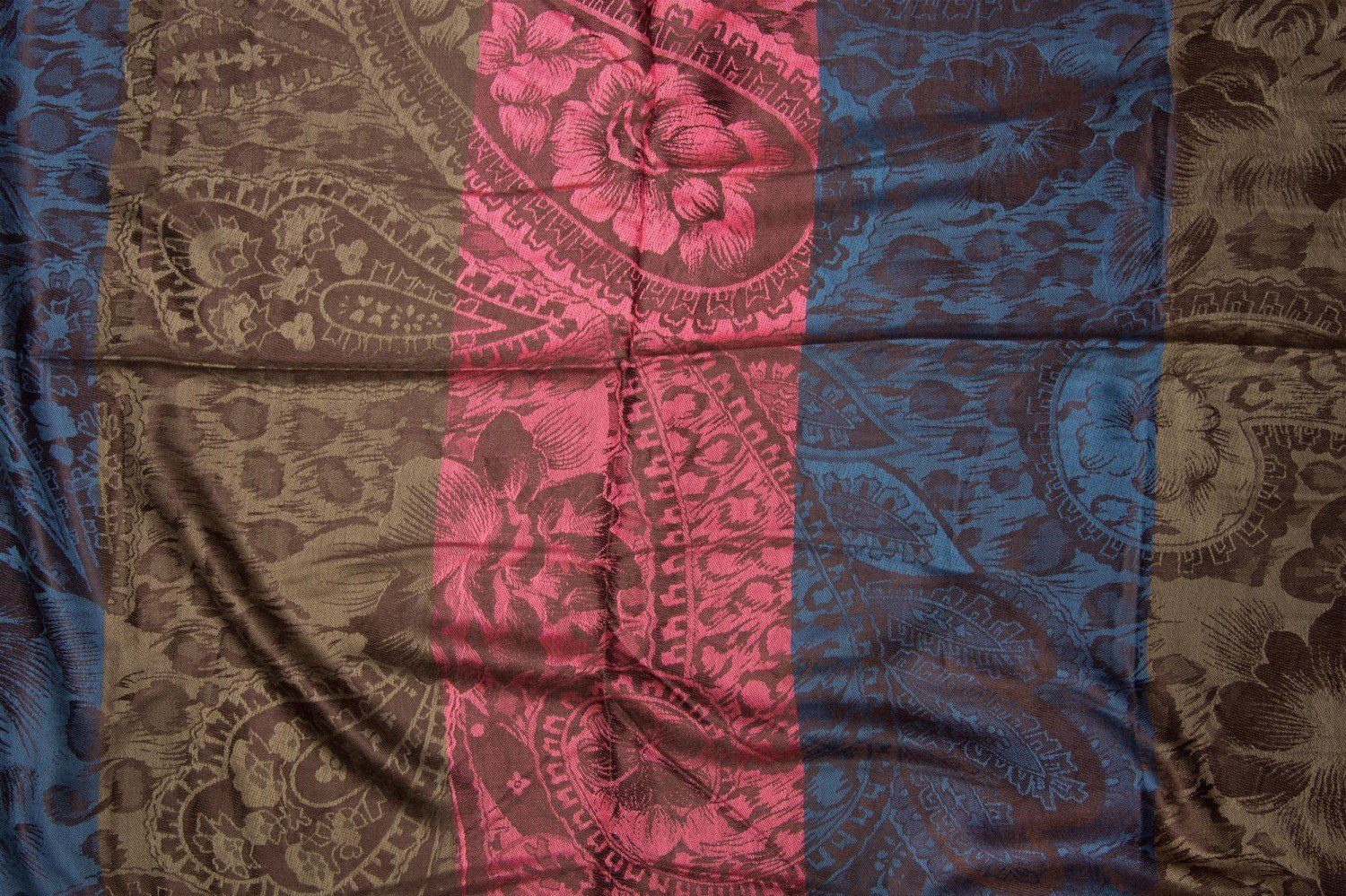 styleBREAKER Loop, (1-St), Blüten mit und Hibiskus Blau-Braun-Pink Paisley Muster Loop