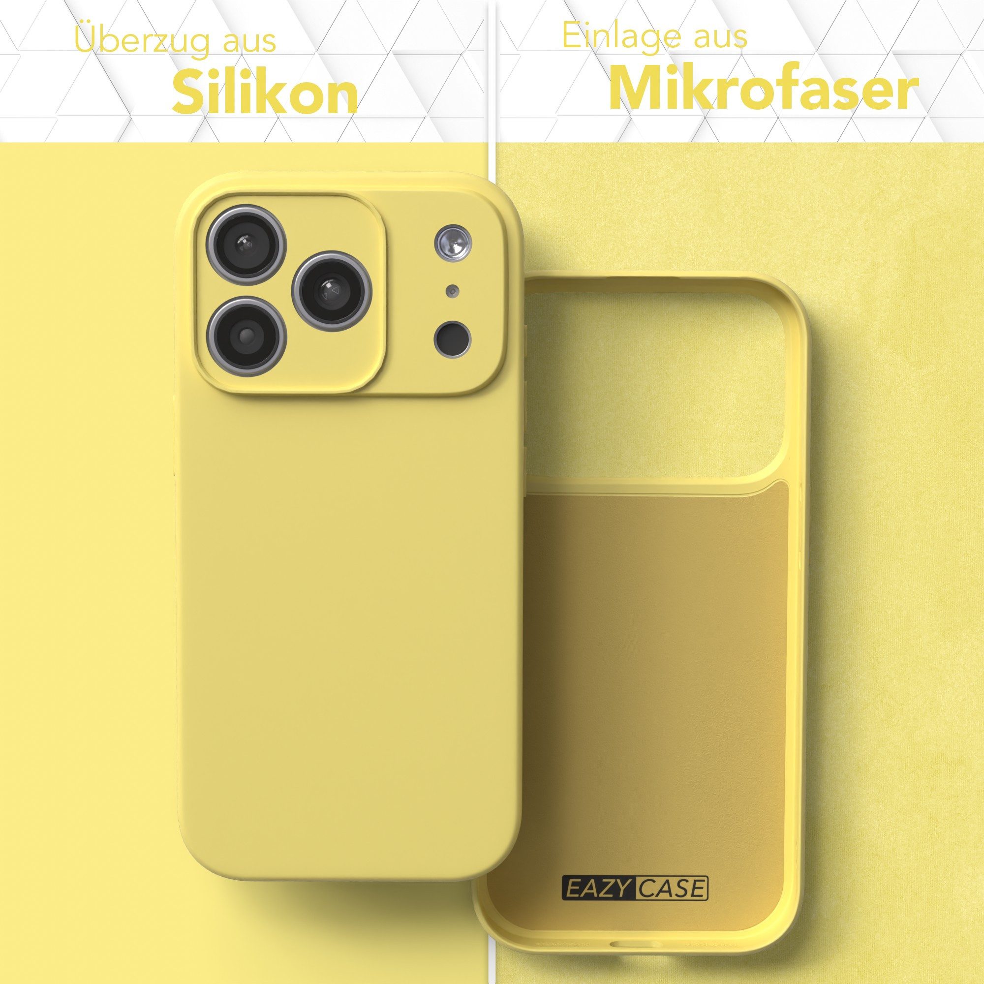 EAZY CASE Handyhülle für Apple iPhone 17 Pro Hülle Silikon 6,3 Zoll, Handy Softcase stoßfest Hülle mit Kameraschutz Bumper Tpuhülle Gelb