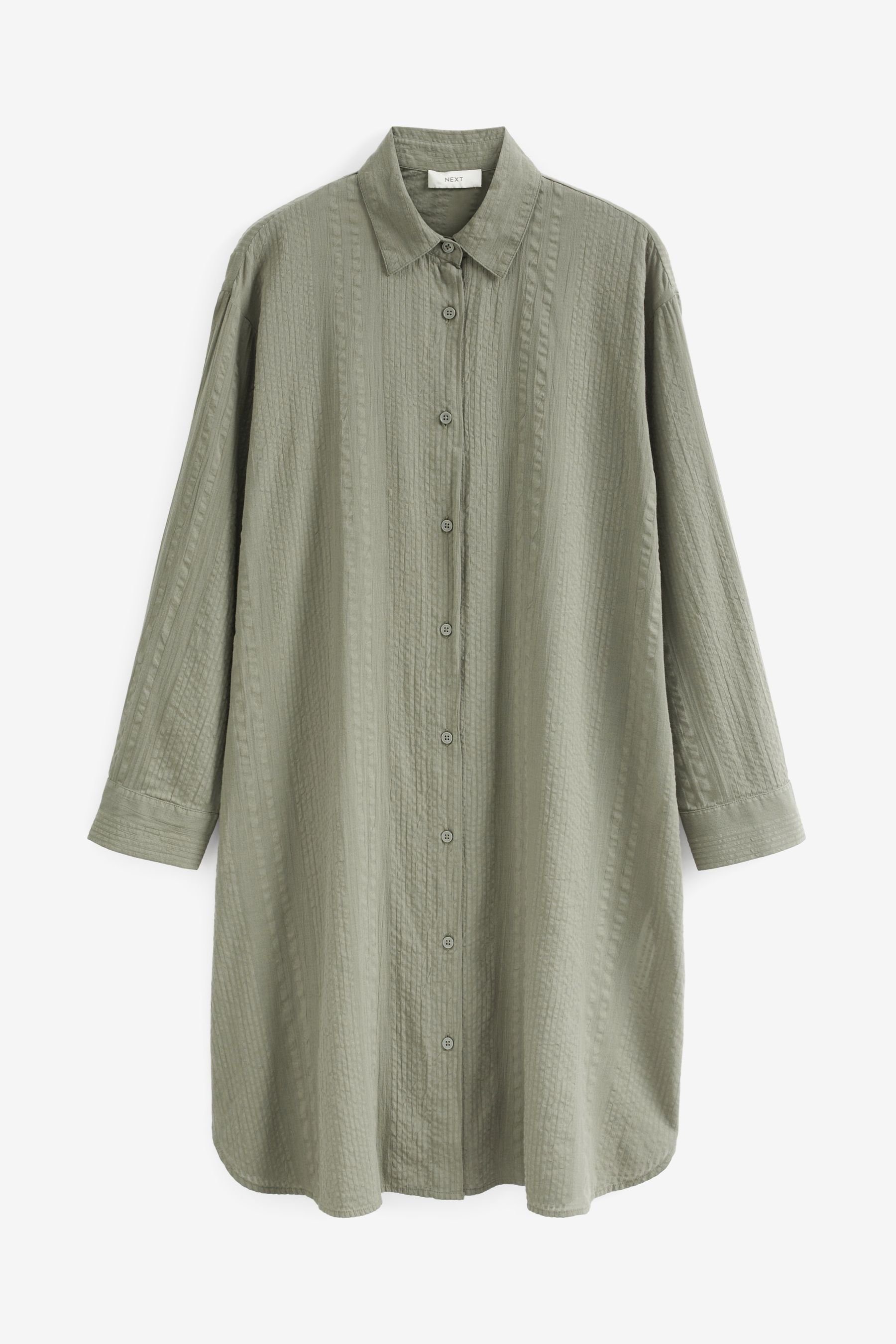 Next Strandshirt Strukturiertes Strandhemd aus Baumwolle (1-tlg) Khaki Green