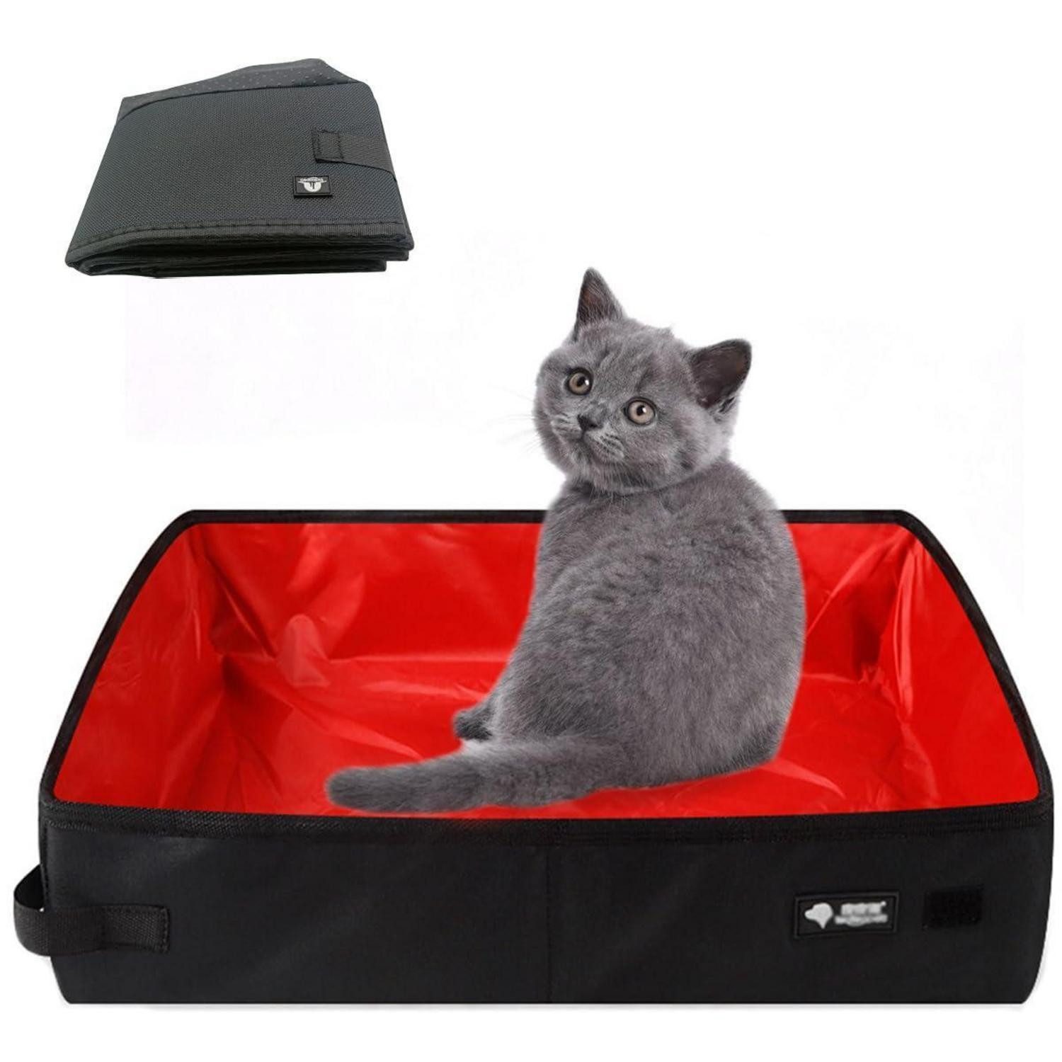 LuxusKollektion Katzentoilette Katzentoilette Reise Faltbar XL Rot