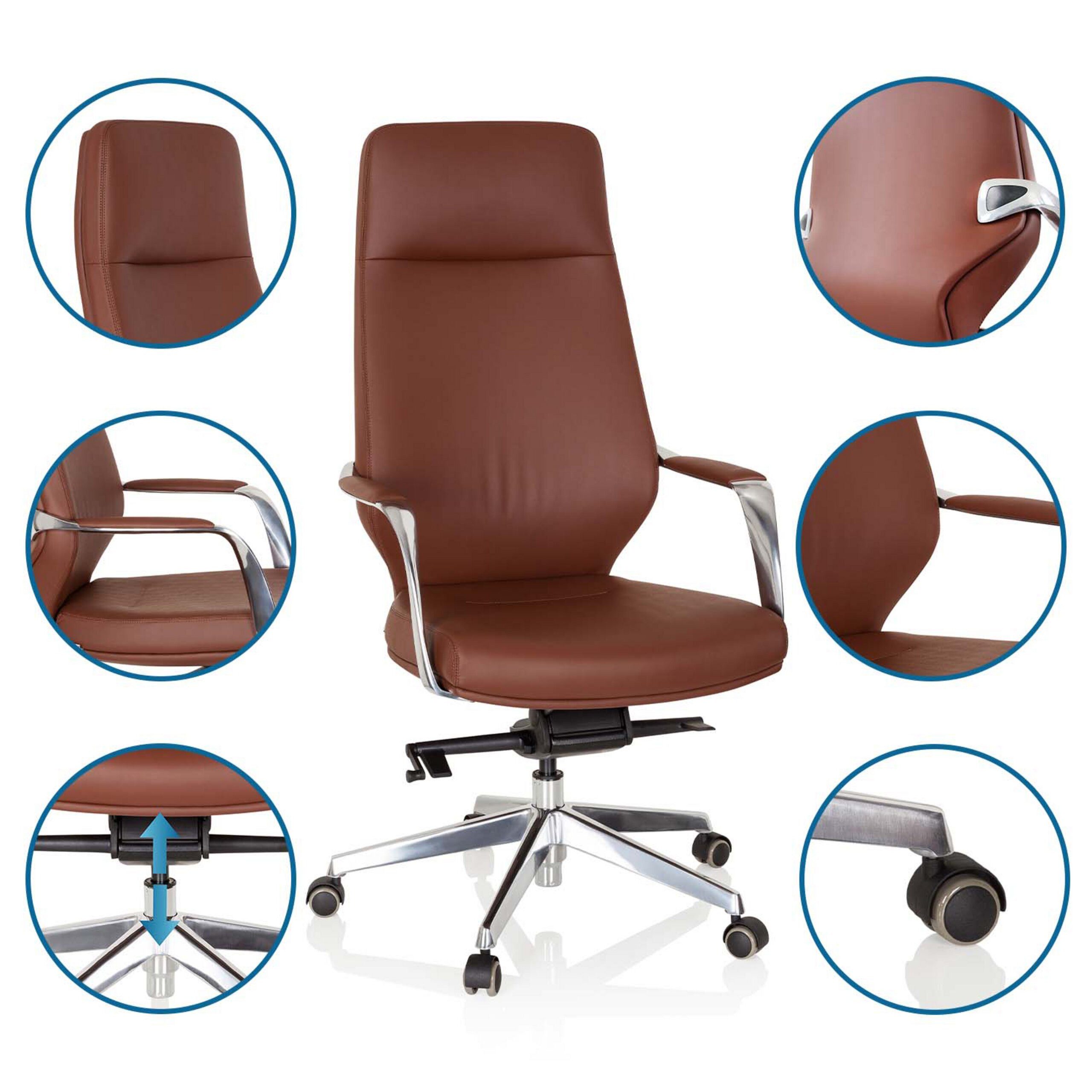 hjh OFFICE Chefsessel Profi Chefsessel Velvet Kunstleder mit Armlehnen, Drehstuhl Bürostuhl ergonomisch