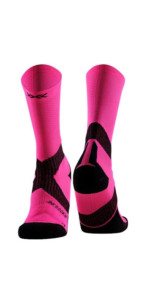 X-Socks Socken Radsocke Bike Expert Crew 2025 fluo pink/schwarz Herren - 1 Paar