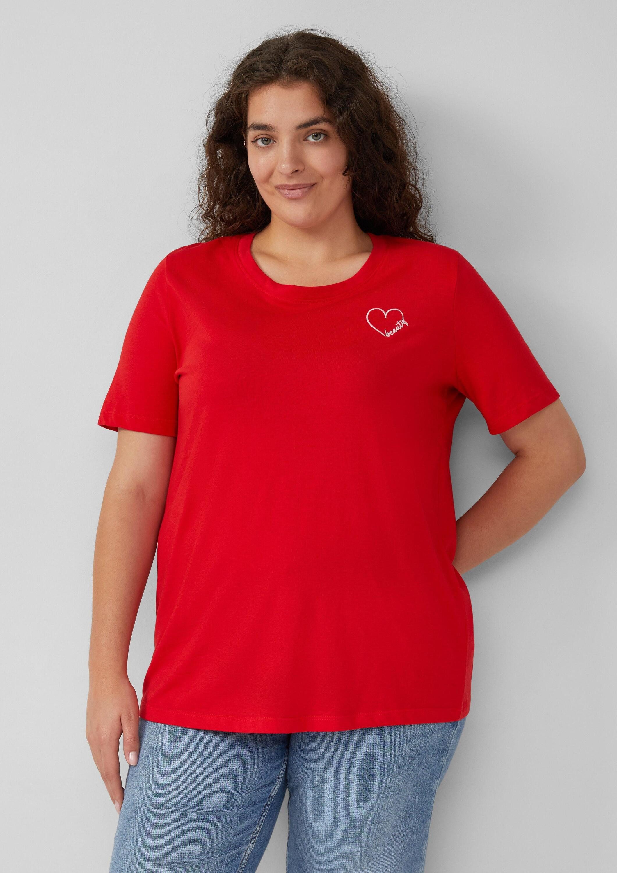 s.Oliver Kurzarmshirt T-Shirt Jersey-Shirt aus Baumwolle mit Stickerei günstig online kaufen