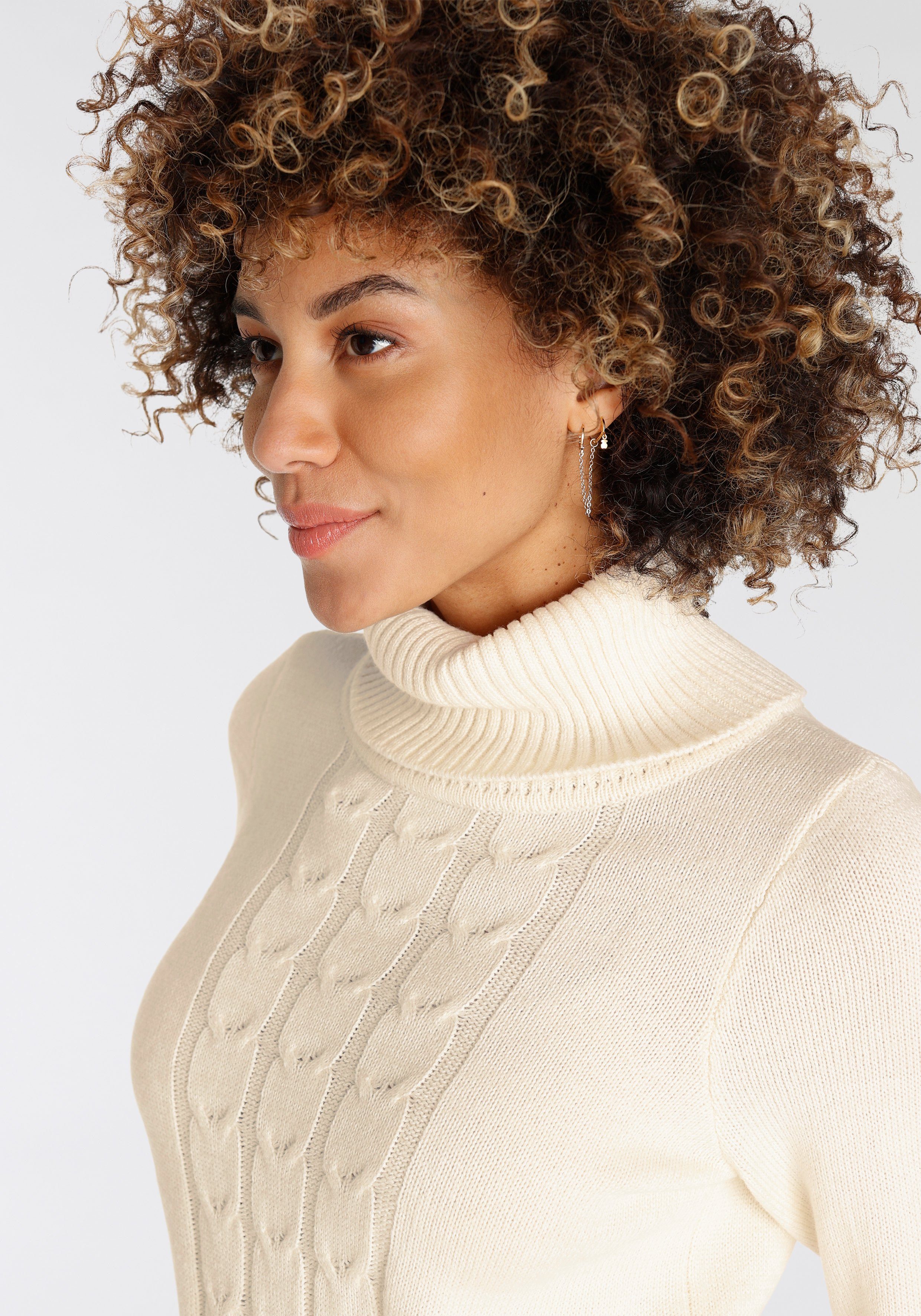 KangaROOS Rollkragenpullover mit tollem Zopf-Strickmuster