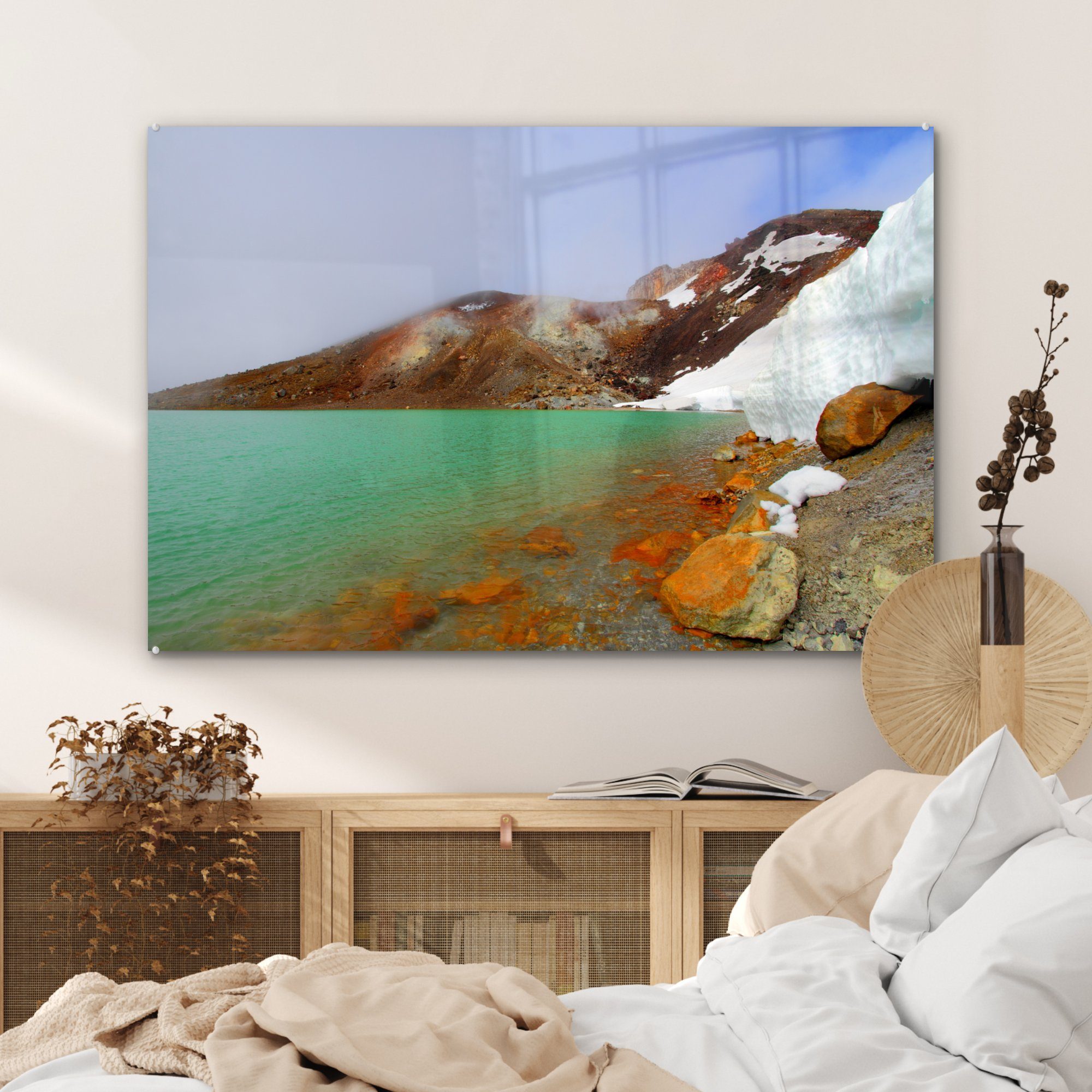 MuchoWow Acrylglasbild Grüner See im Schlafzimmer Ozeanien, Tongariro-Nationalpark Wohnzimmer Acrylglasbilder (1 St), in &