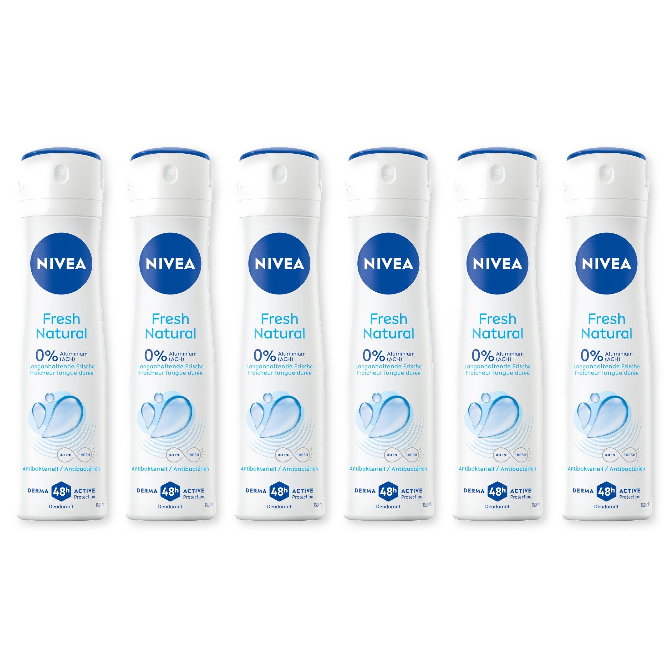 Nivea Deo-Spray Deodorant Fresh Natural Deo Spray 6 x 150ml, 6-tlg.