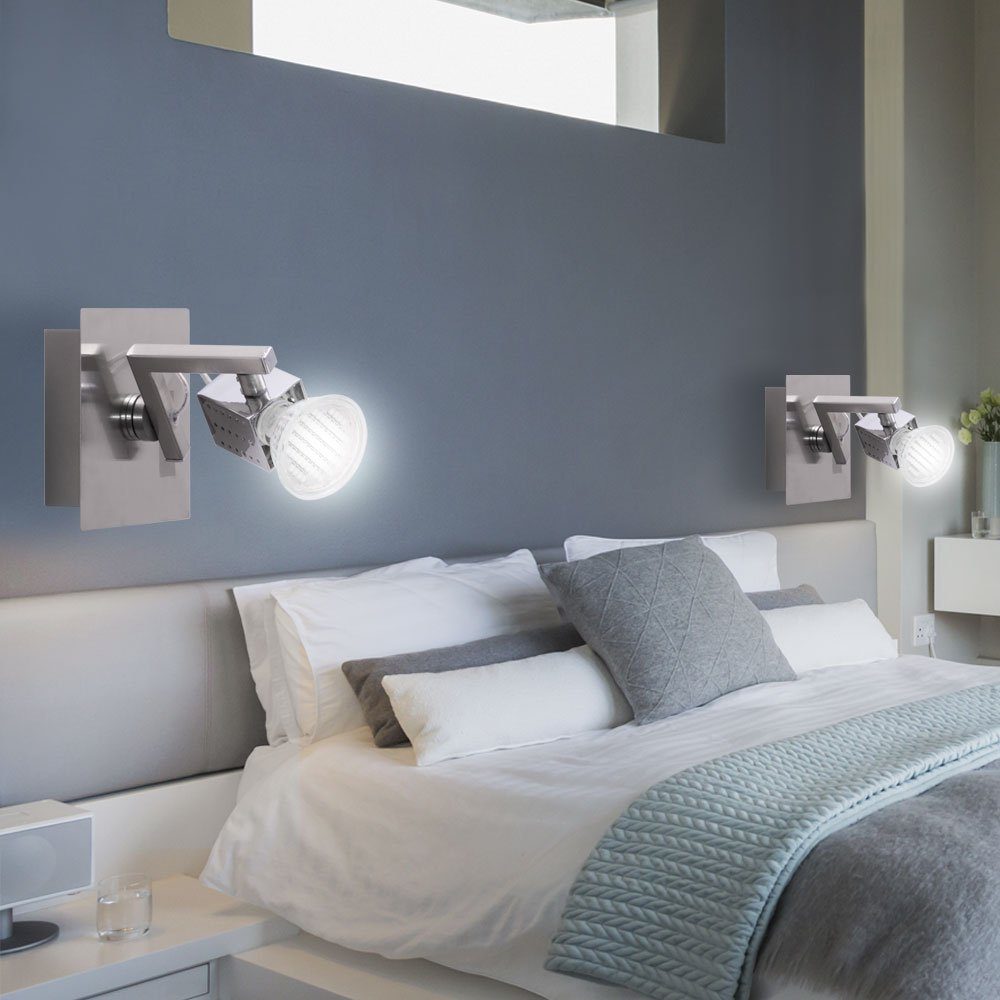 Zimmer verstellbar Farbwechsel, LED Strahler Chrom Wandleuchte, Warmweiß, Leuchtmittel Globo Wohn Spot LED Leuchte inklusive, Wand