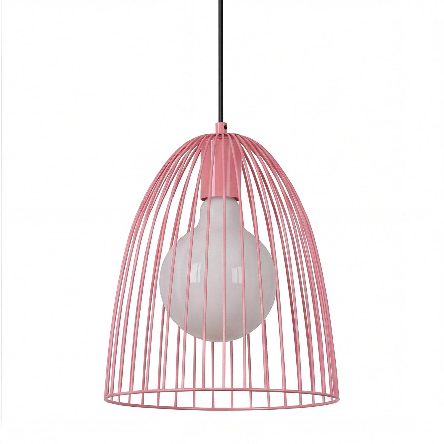 Licht-Erlebnisse Pendelleuchte NAVIK, ohne Leuchtmittel, Rosa Metall Draht Kinder rund Ø24,5 cm E27 Kinderzimmer Mädchen