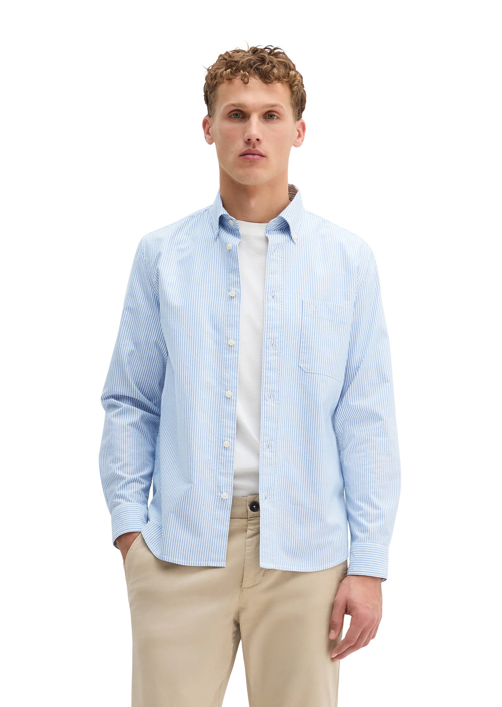 Marc O'Polo Langarmhemd aus gestreifter Bio-Baumwolle