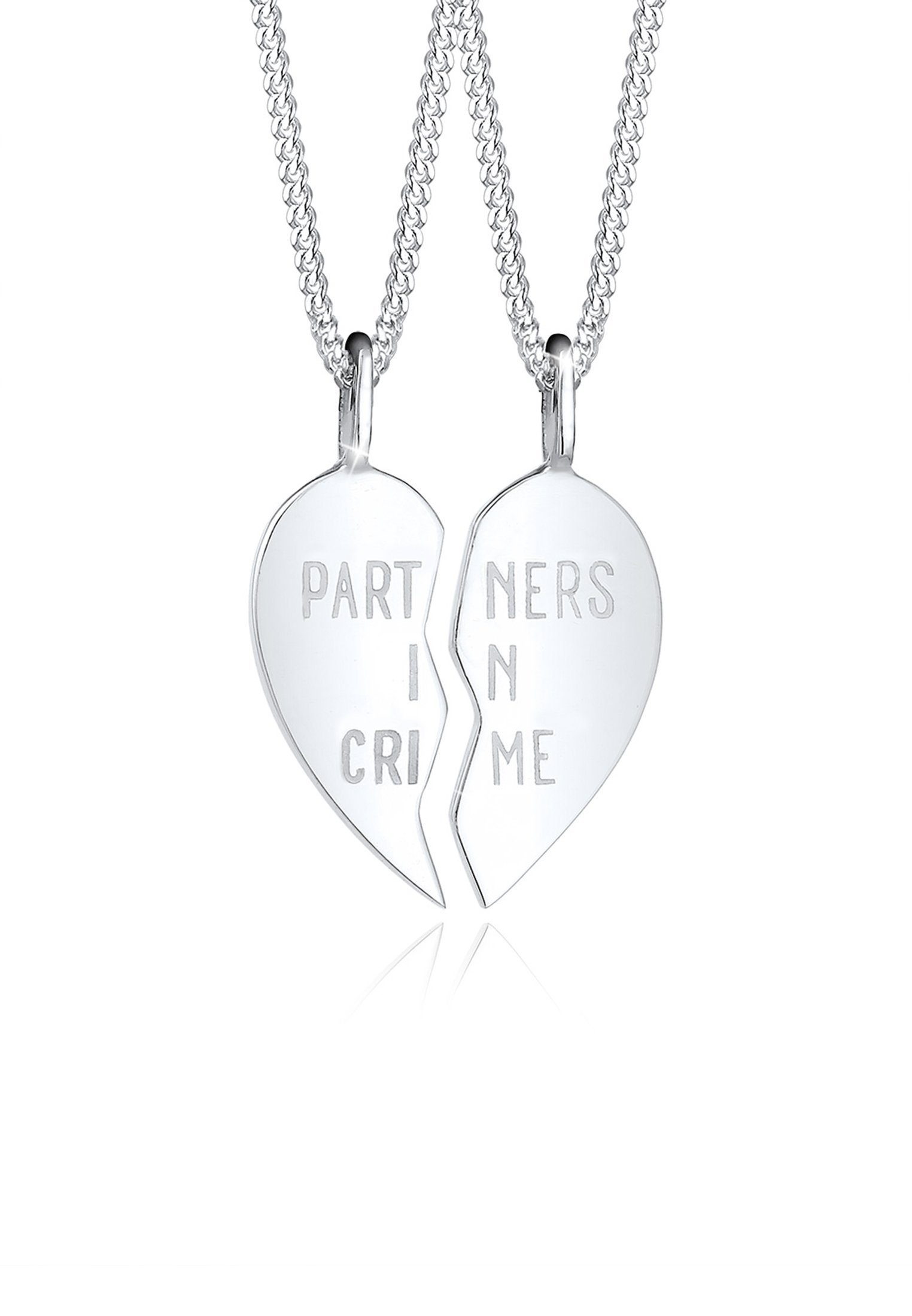 Elli Ketten-Set Freunde Partner in Crime Wording Herz 925 Silber