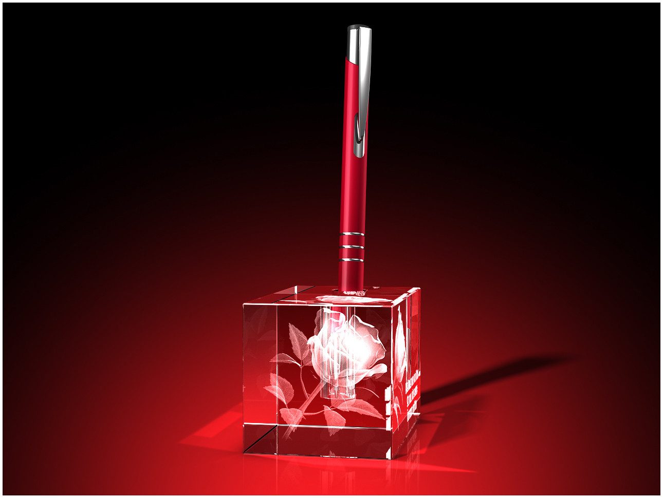 GLASFOTO.COM Dekofigur Stifthalter, Valentinstag, Rose + Ich denk an dich