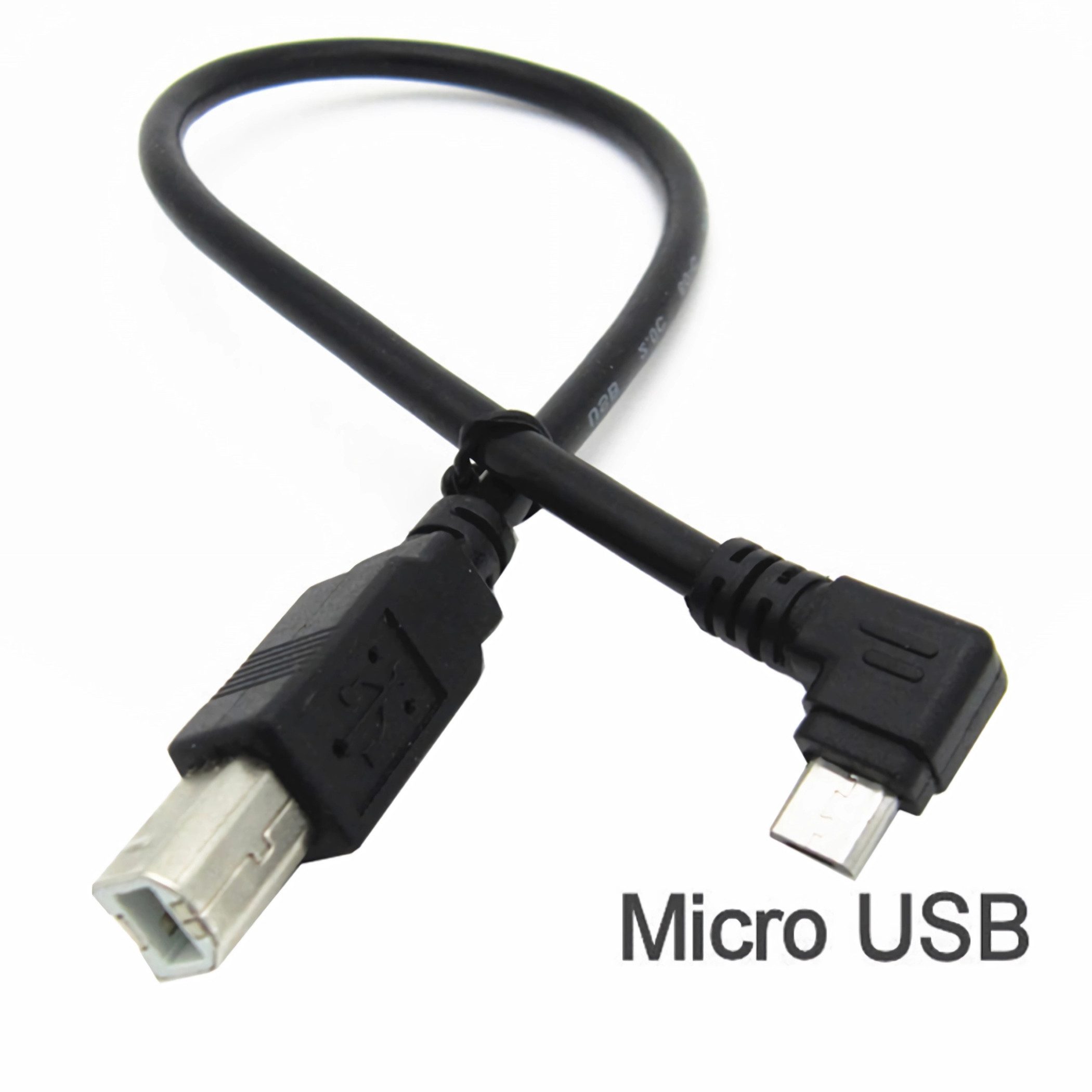 Bolwins C43 Linken Winkel Micro USB OTG zu USB B Stecker Kabel Adapter Drucker Computer-Kabel, Micro USB 5-Pin Stecker (OTG, linker Winkel), USB-B Stecker (30 cm), Plug & Play, USB 1.1 & 2.0 kompatibel, für Drucker & USB-Geräte