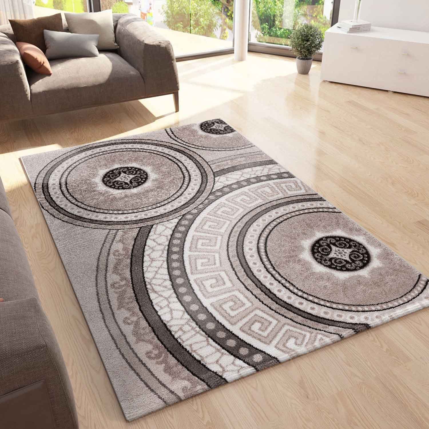 Teppich Teppich Wohnzimmer mit Glitzer Medaillon USED Optik, Vimoda