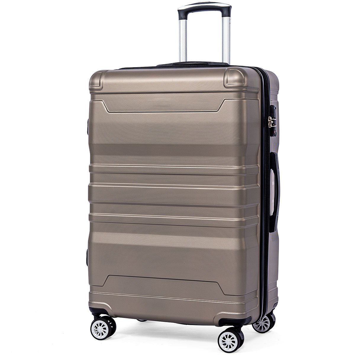 XDeer Kofferset Hartschalen-Handgepäck Koffer mit TSA-Schloss und Universalrad, Erweiterbar Seitengriff XL-47x31x75 cm Gold