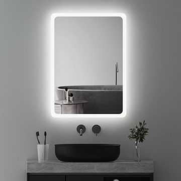 WDWRITTI Badspiegel Wandspiegel Led 3 Lichtfarben Helligkeit dimmbar Touch (Badezimmerspiegel,Spiegel led,Lichtspiegel, 60x40/40x60cm), Memory-Funktion,energiesparender,IP44