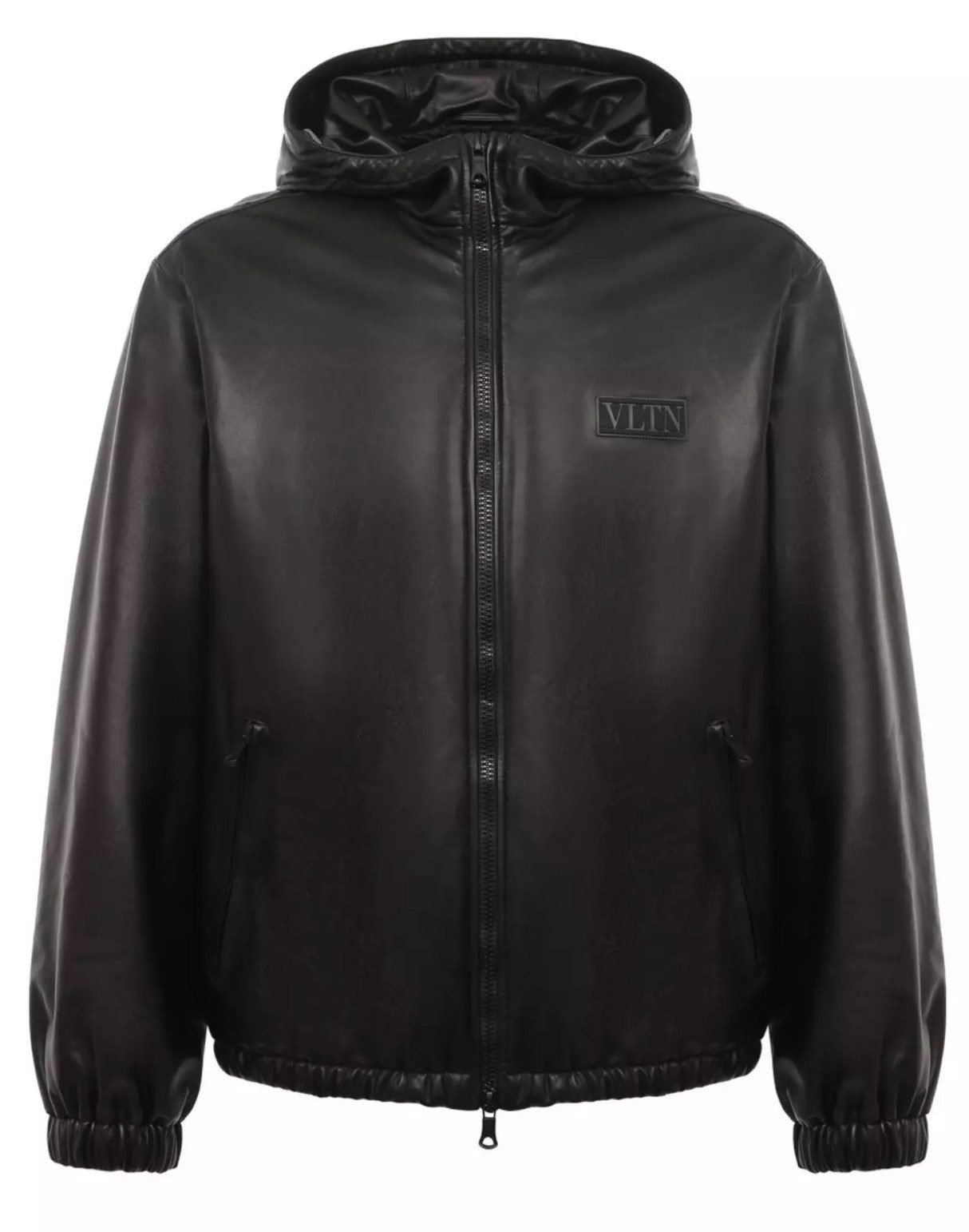 Valentino Lederjacke Bomberjacke Blouson Jacke mit Kapuze L VLTN-Logo als Patch, Zwei-Wege-Reißverschluss, höchster Handwerkskunst