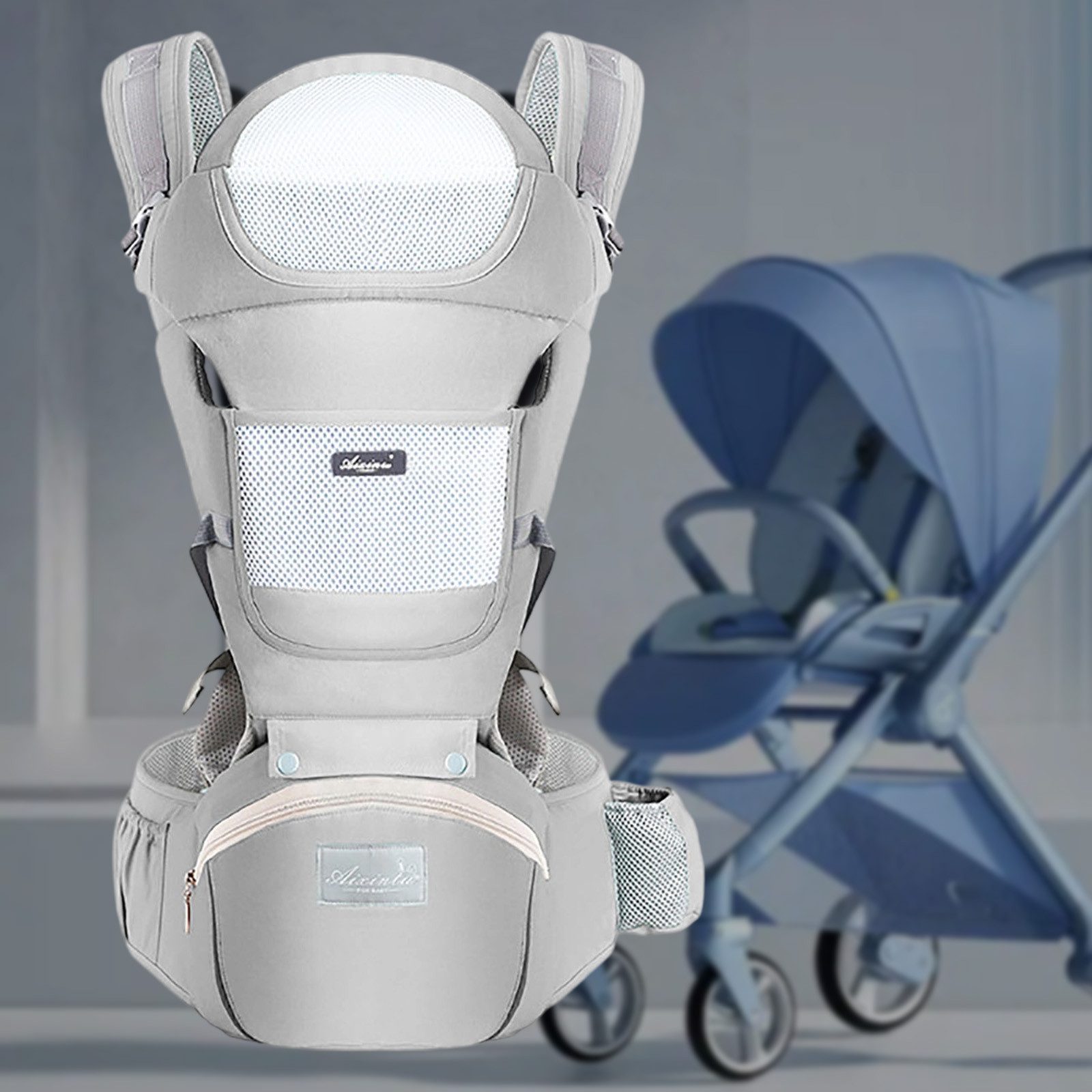 REDOM Bauchtrage Tragehilfe für Babys Babytragesystem mit Hüftsitz Kindertrage (Für Neugeborene bis Kleinkinder (3–36 Monate, 4–20 kg), 1-tlg., Verstellbar und atmungsaktiver Baumwolle), mit 15 Tragevarianten ergonomischem M-förmigem Hüftsitz