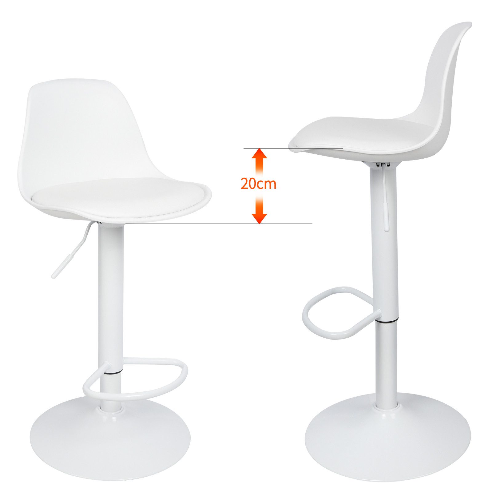 JEOBEST Barhocker Küchenstuhl Barstuhl, (Barstühle, 4 St. Sitzhocker), Höhenverstellbar, 360°Drehbar