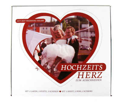 Spetebo Dekoobjekt Hochzeits Herz zum ausschneiden - 2 x 1,8 m (Set, 1 St., Hochzeitsspiel), Hochzeitsspiel mit Scheren und Stiften