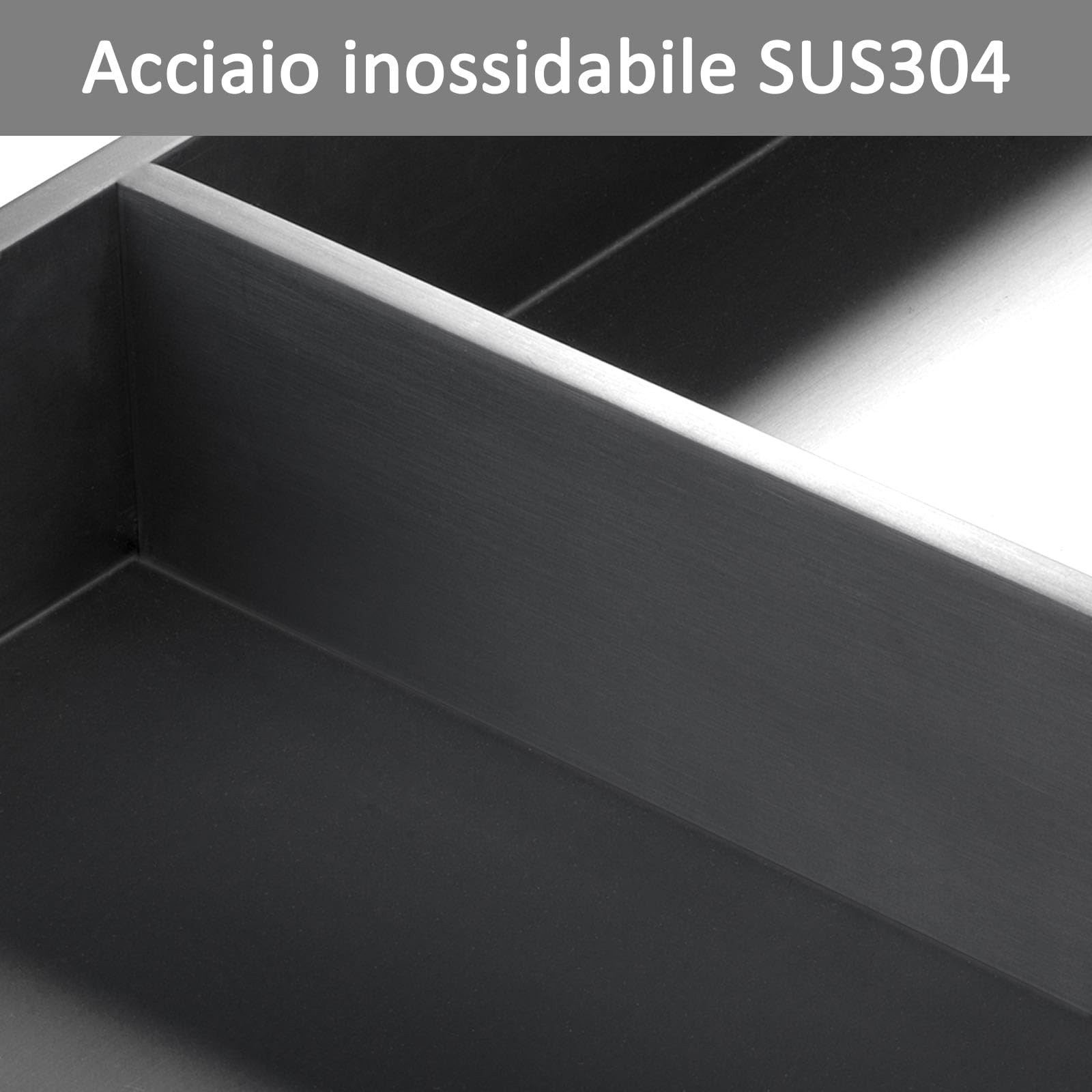 SaniteModar Duschwand Wandnische Dusche aus Edelstahl, Einbaunische für Badezimmer, Edelstahl, (1 tlg), Duschnische 30 × 60 × 10 cm, horizontal & vertikal monti – Bild 4 von 5