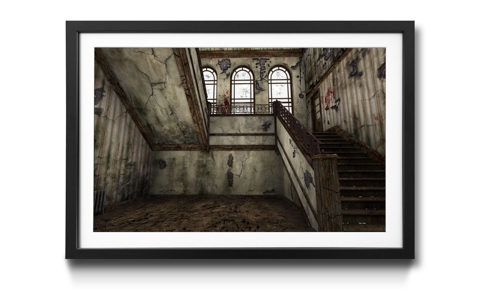 Lost Place, erhältlich 4 Größen Staircase, in Rahmen Wandbild, mit WandbilderXXL Bild