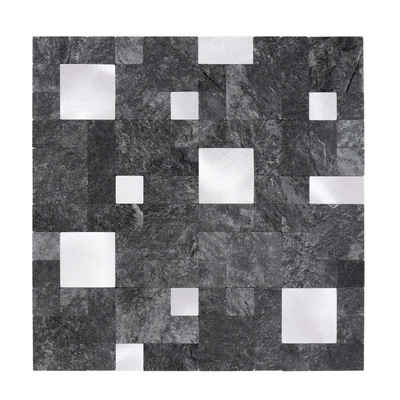 Dalsys Wandpaneel 1m² 11 Stück selbstklebend, (Anthrazit Silber Steinoptik Quadrat / Rechteck, 11-tlg., Wandfliese) feuchtigskeitsbeständig, einfach montiert, hochwertiges Material