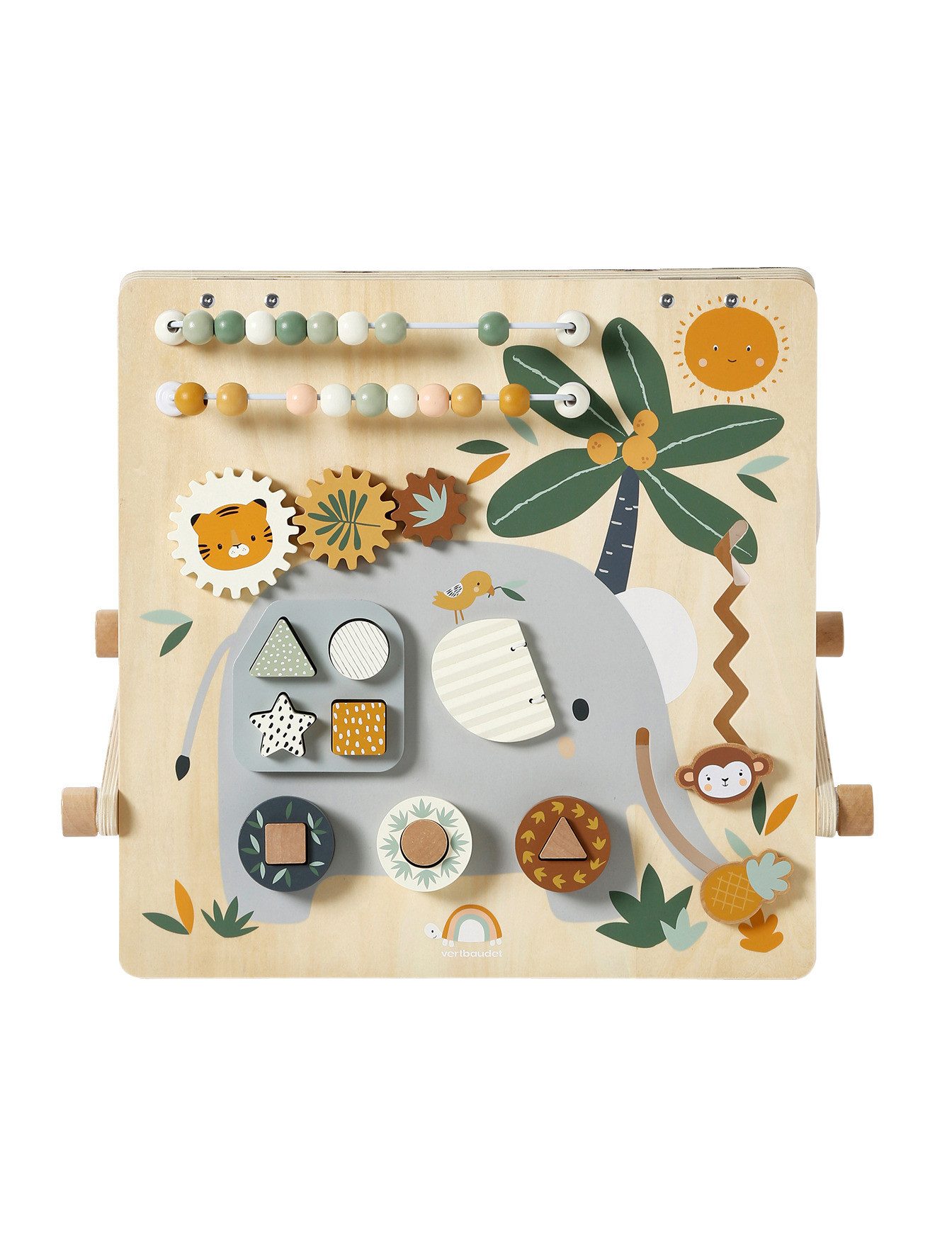 vertbaudet Lernspielzeug Baby Activity-Tafel TANSANIA aus Holz FSC®, wendbar