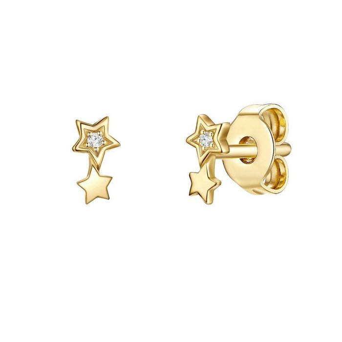 Glanzstücke München Paar Ohrstecker Sterne gelbgold aus Sterling Silber