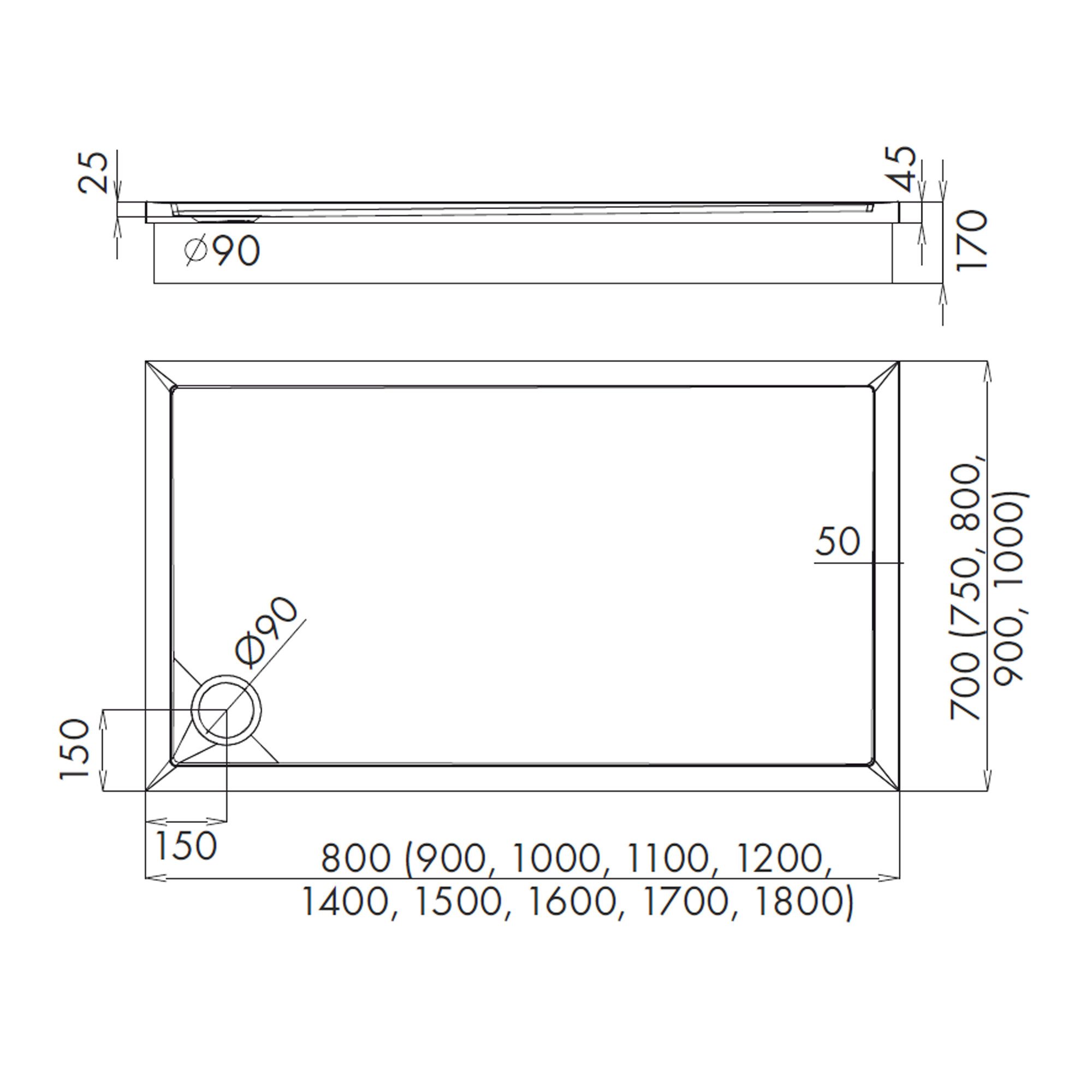 Aquabad® Duschwanne BASIC Black Stone, Rechteck, Acryl, 1-St., Duschwanne + Styroporträger, 80x100 cm